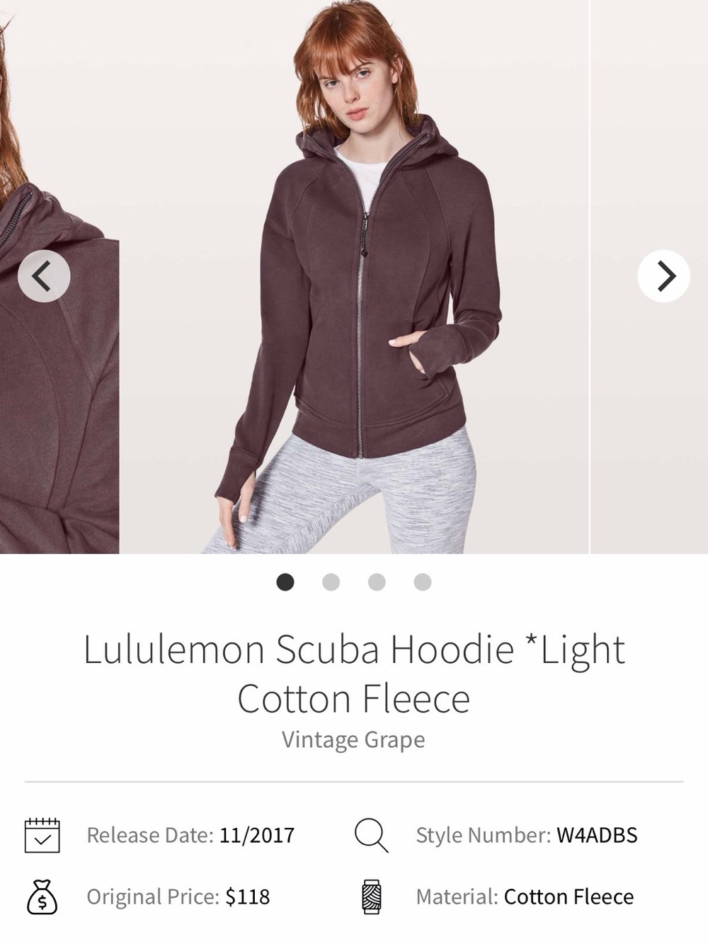 Lululemon Full Zip Scuba Hoodie Size 2